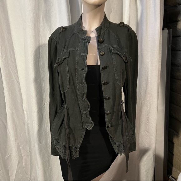 Free People Military Style Jacket in Olive - Picture 4 of 12